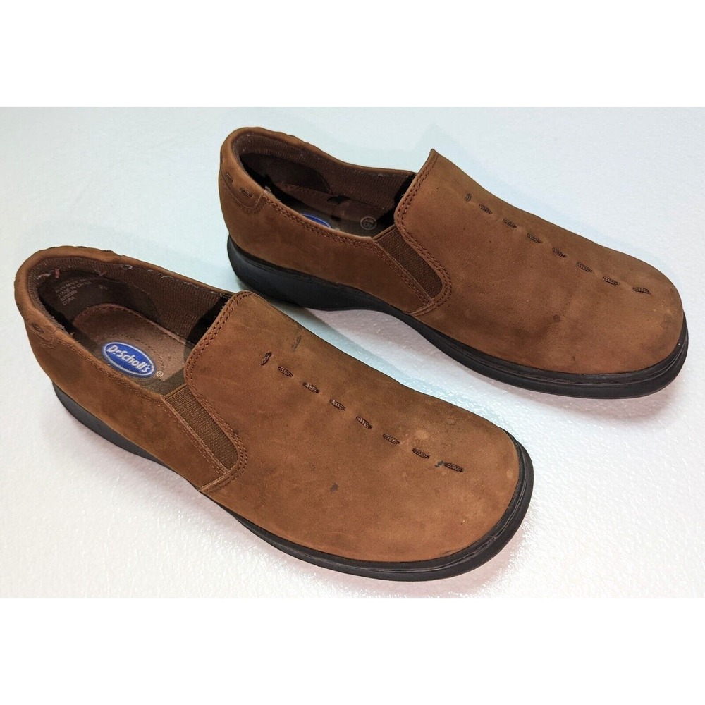 Dr Scholls Slip On Suede Leather Loafers Brown Mens 9.5 Double Air Pillo Insoles